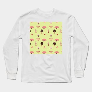 Cottage Mushrooms - chartreuse Long Sleeve T-Shirt